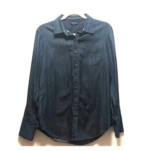 Lands End Chambray Long Sleeve Button Down Shirt